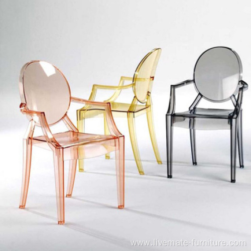 Foshan stackable armrest acrylic ding ghost chairs